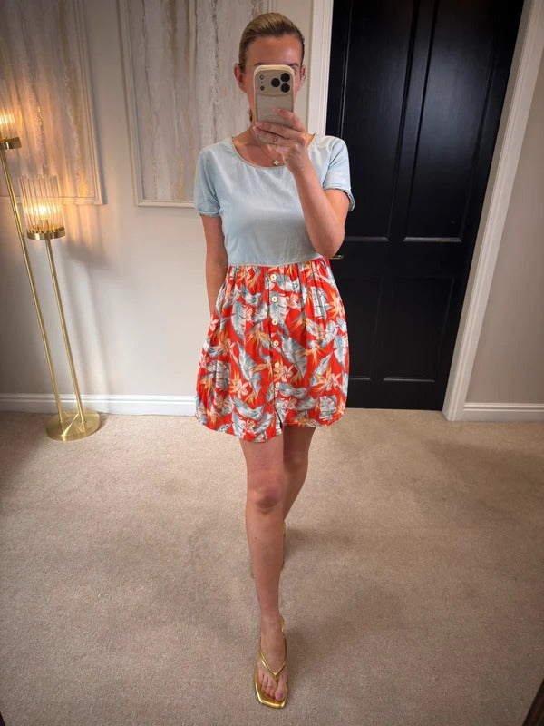 River Island Denim & Floral Mini Dress 10
