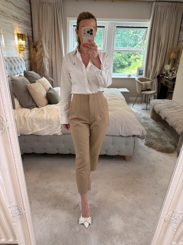 Zara Camel Brown High Waisted Trouser Large