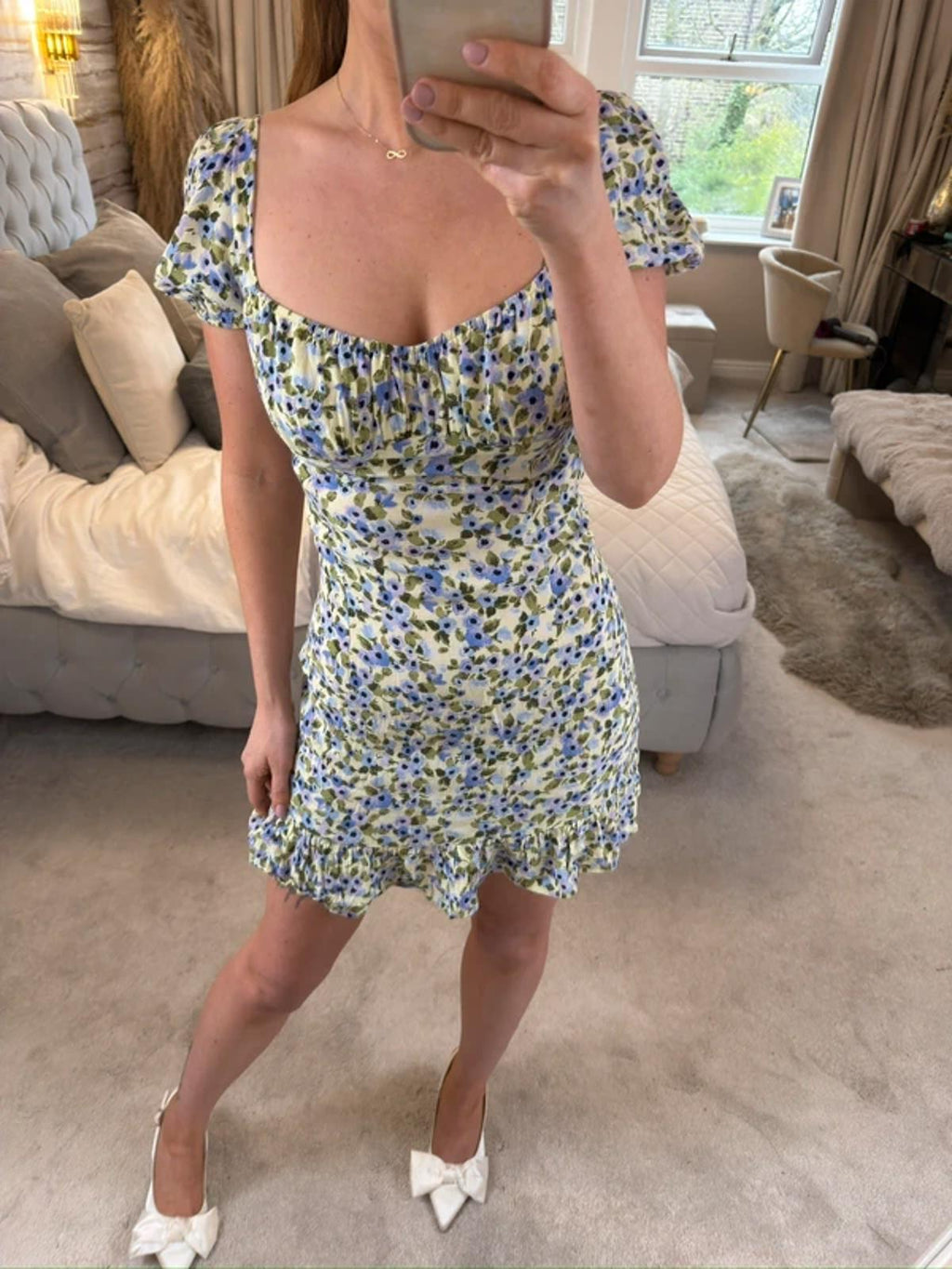 Zara Floral Lace Open Back Mini Dress Medium