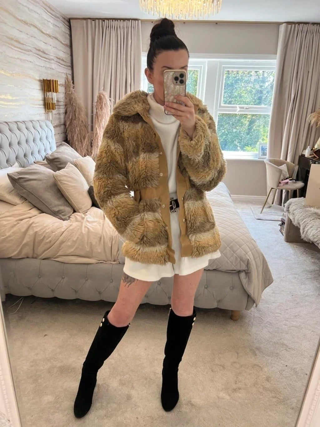 Vintage Brown Faux Fur Coat 10/12 🌸