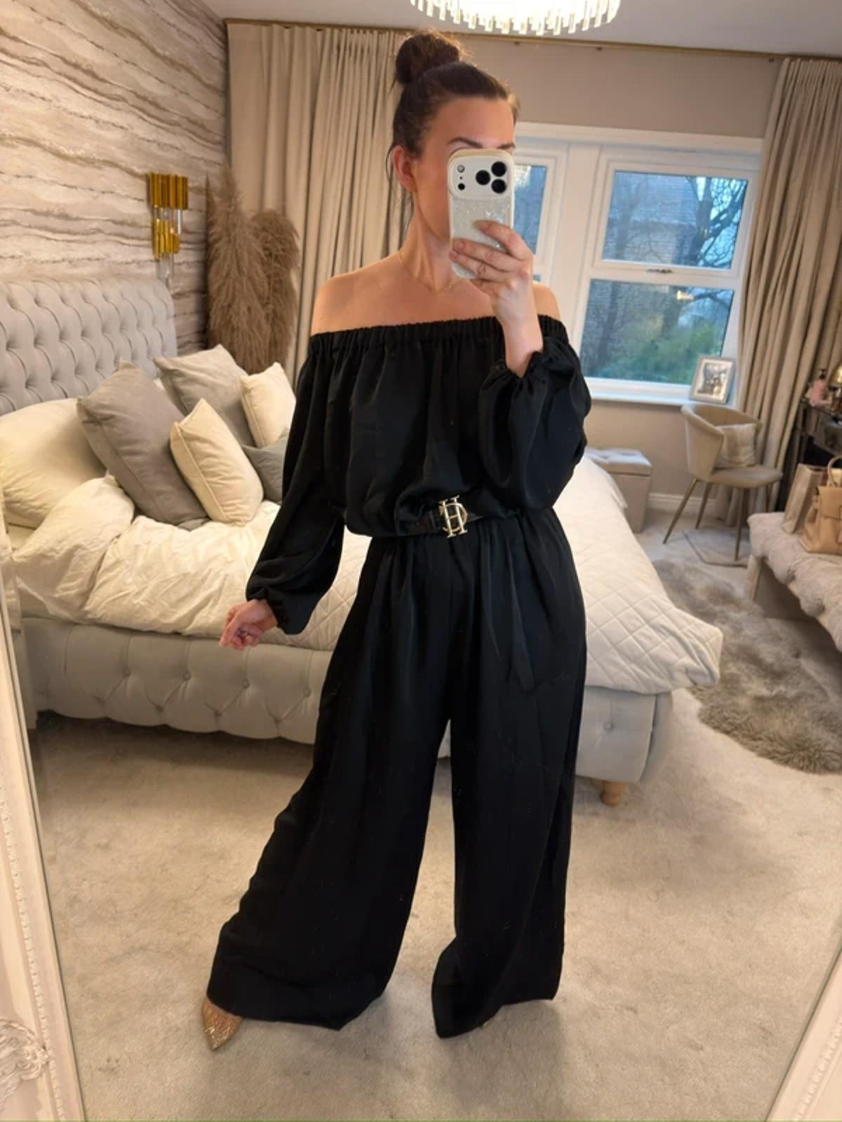Kevan Jon Black Wide Leg Jumpsuit Small