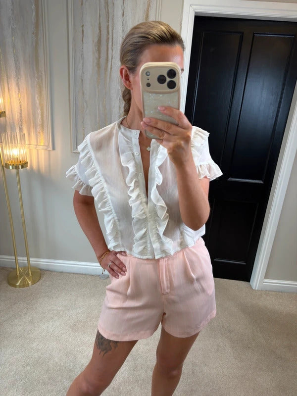 Miss Selfridge Light Pink & White Pinstripe Shorts 8