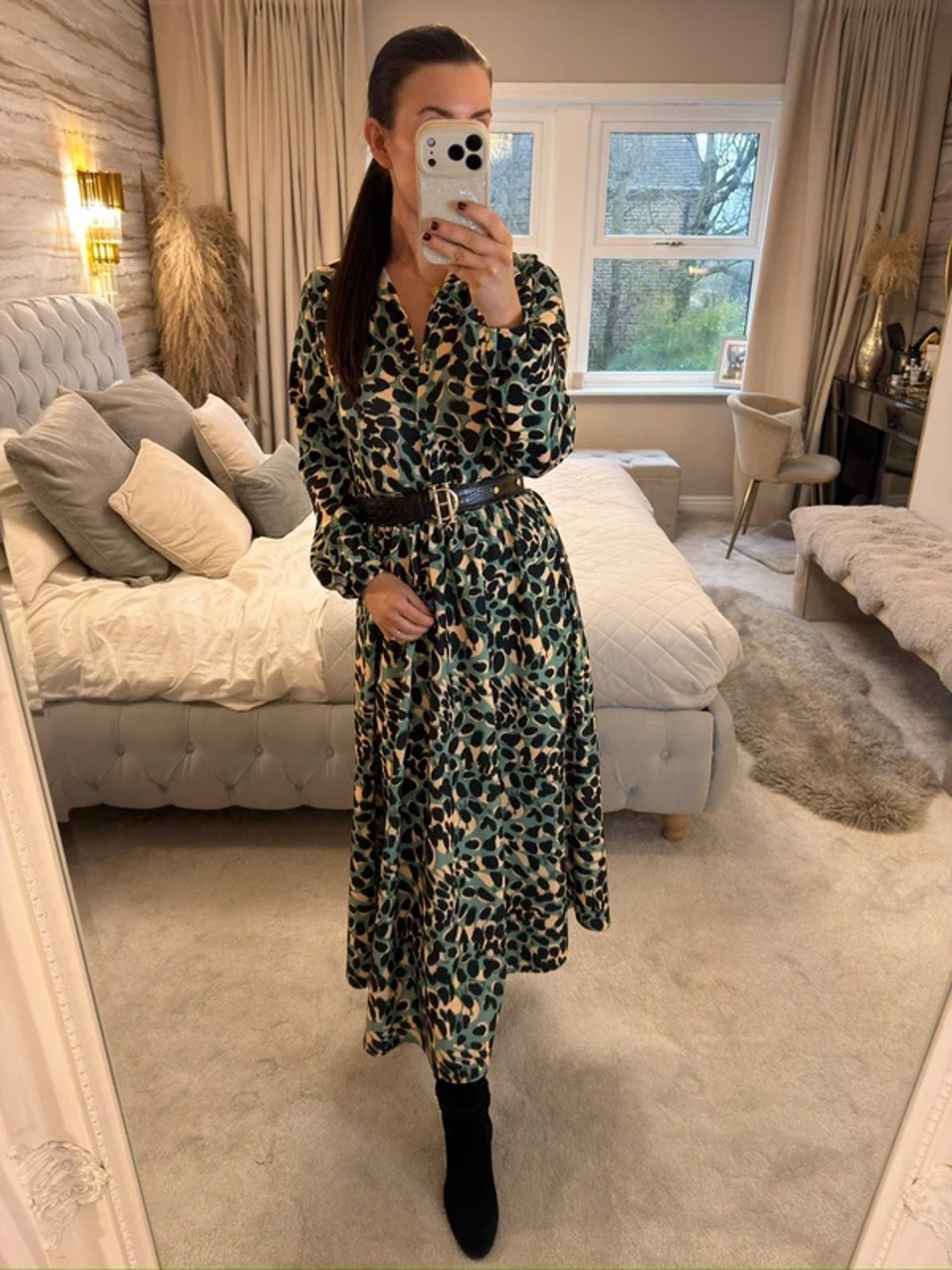 Green Belted Midi Dress 8
