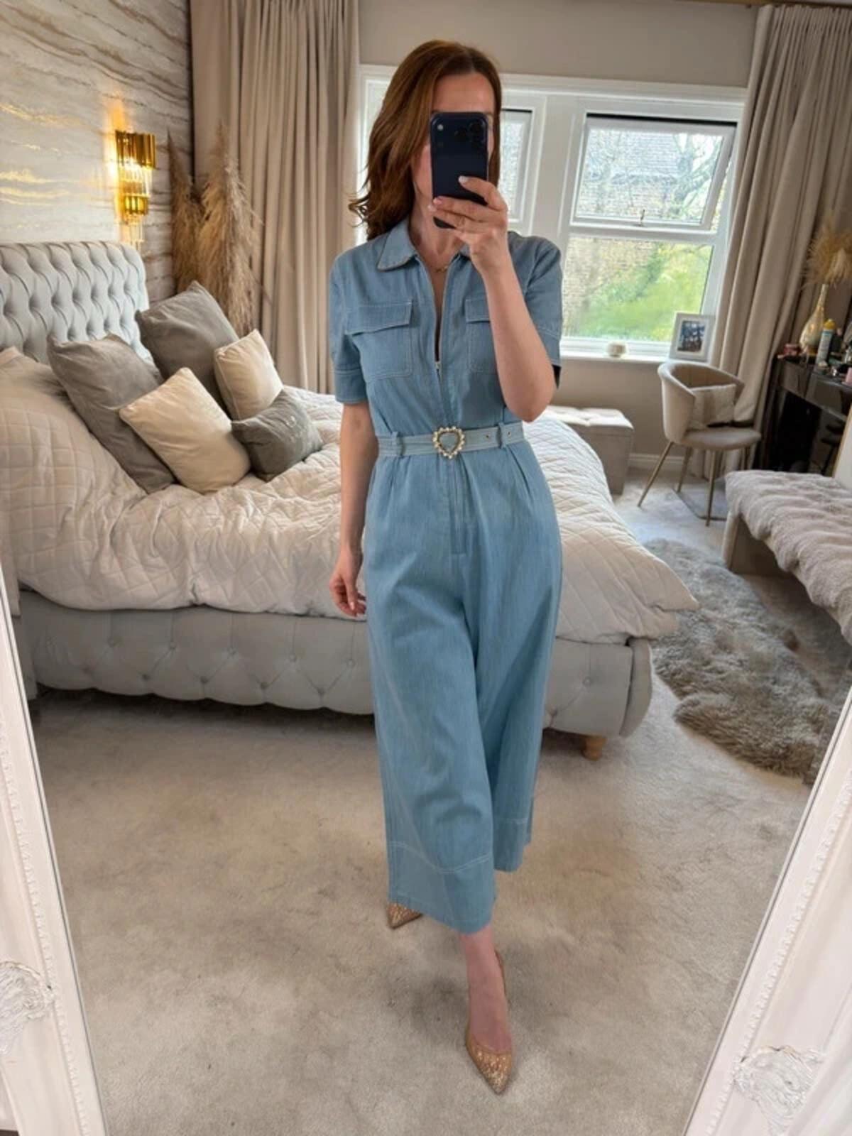 Sister Jane Light Blue Denim Jumpsuit Small
