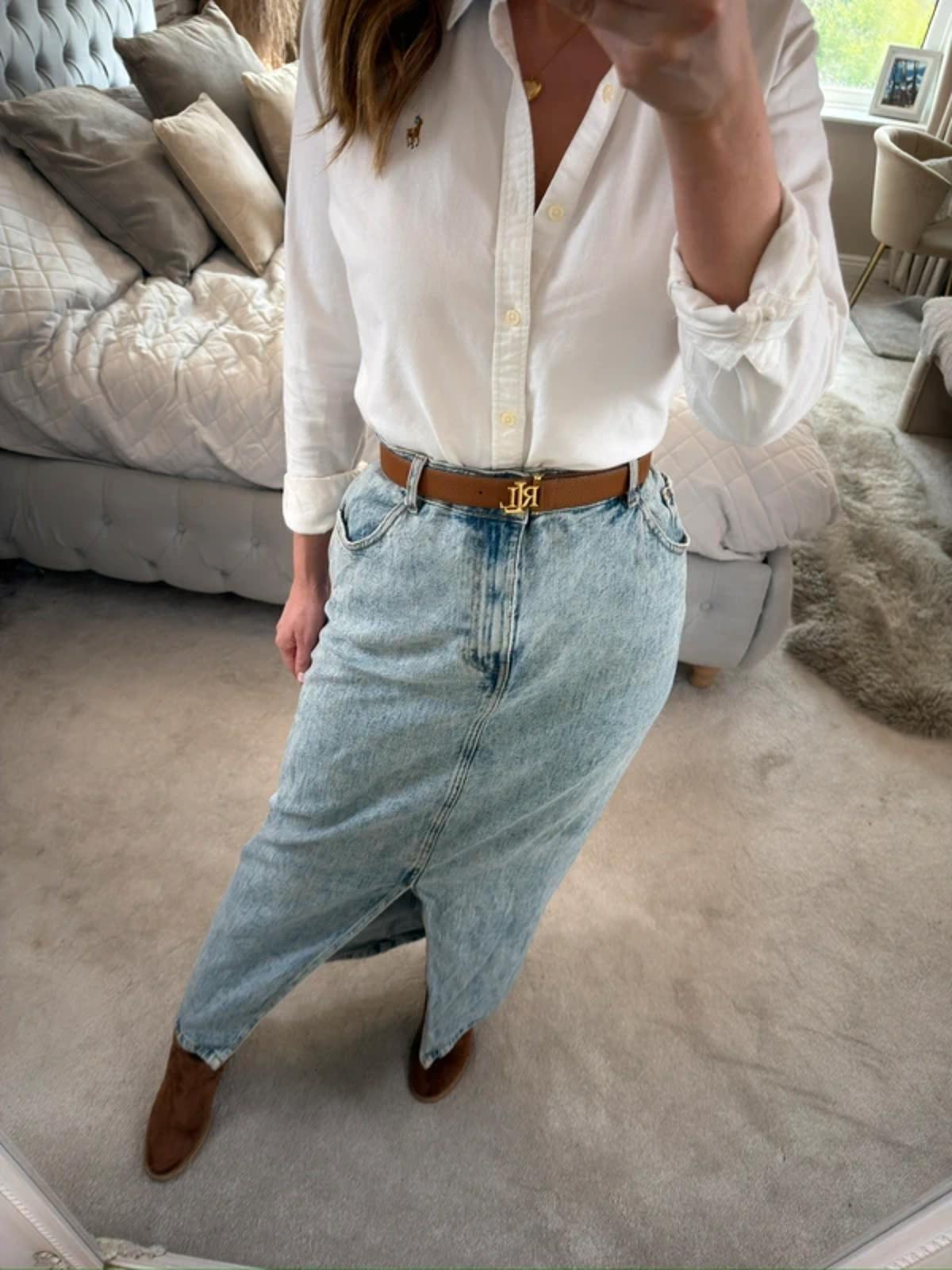ASOS Light Denim Midaxi Skirt 18