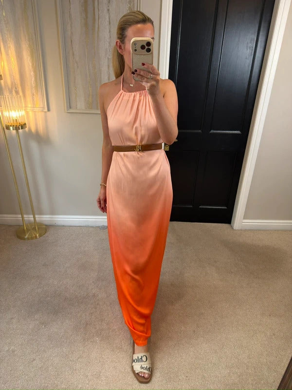 BNWT Next Orange / Pink Ombré Plait Maxi Dress 10