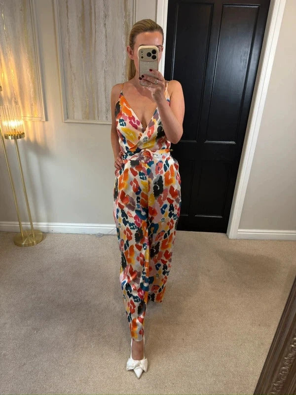 Monsoon Multicoloured Satin Wide Leg Jumpsuit 10