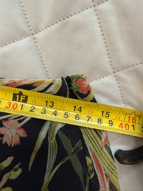 M&S Black Floral Tiered Maxi Skirt 10