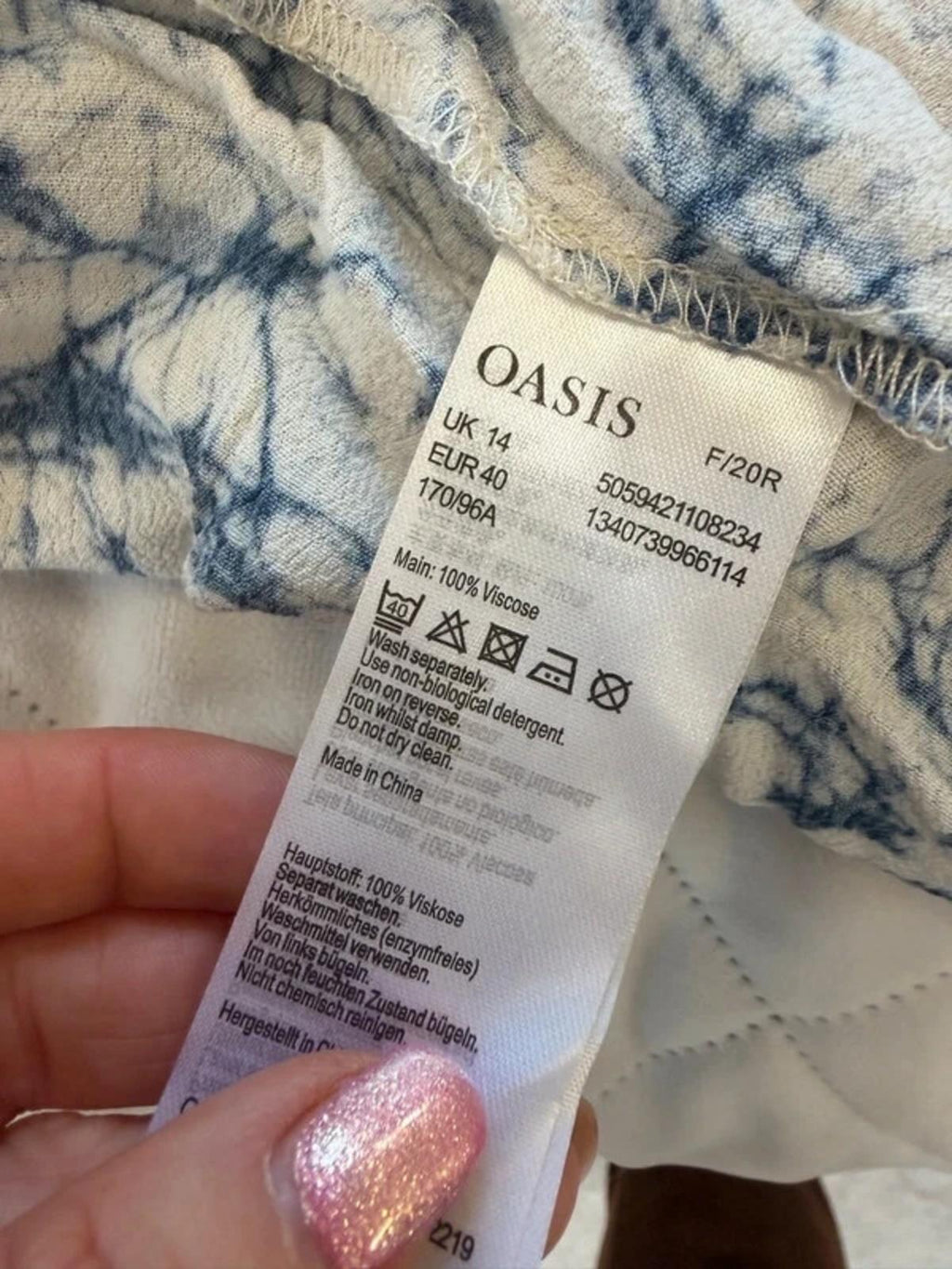 Oasis Navy & White Midi Dress Medium