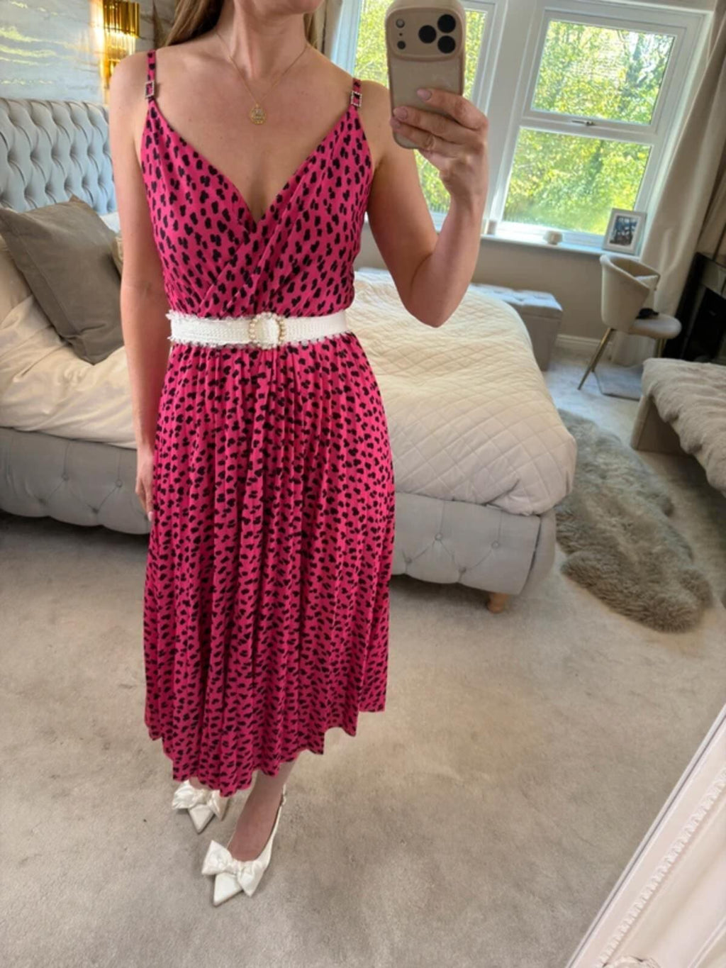 River Island Pink Pleated Diamanté Midi Dress 12
