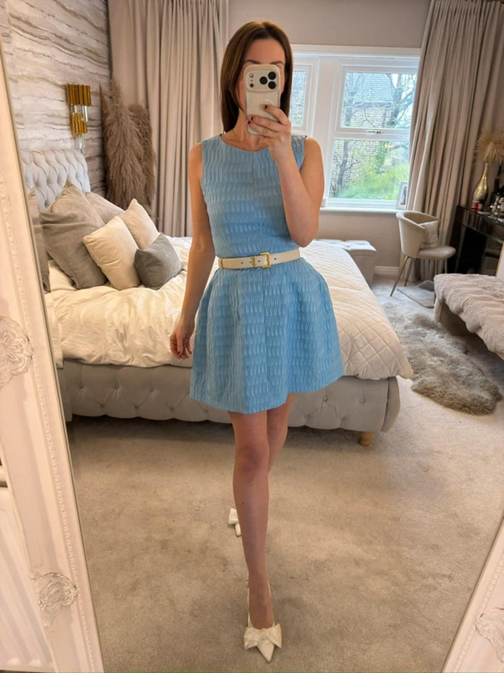 Vintage Blue Structured Mini Dress 10