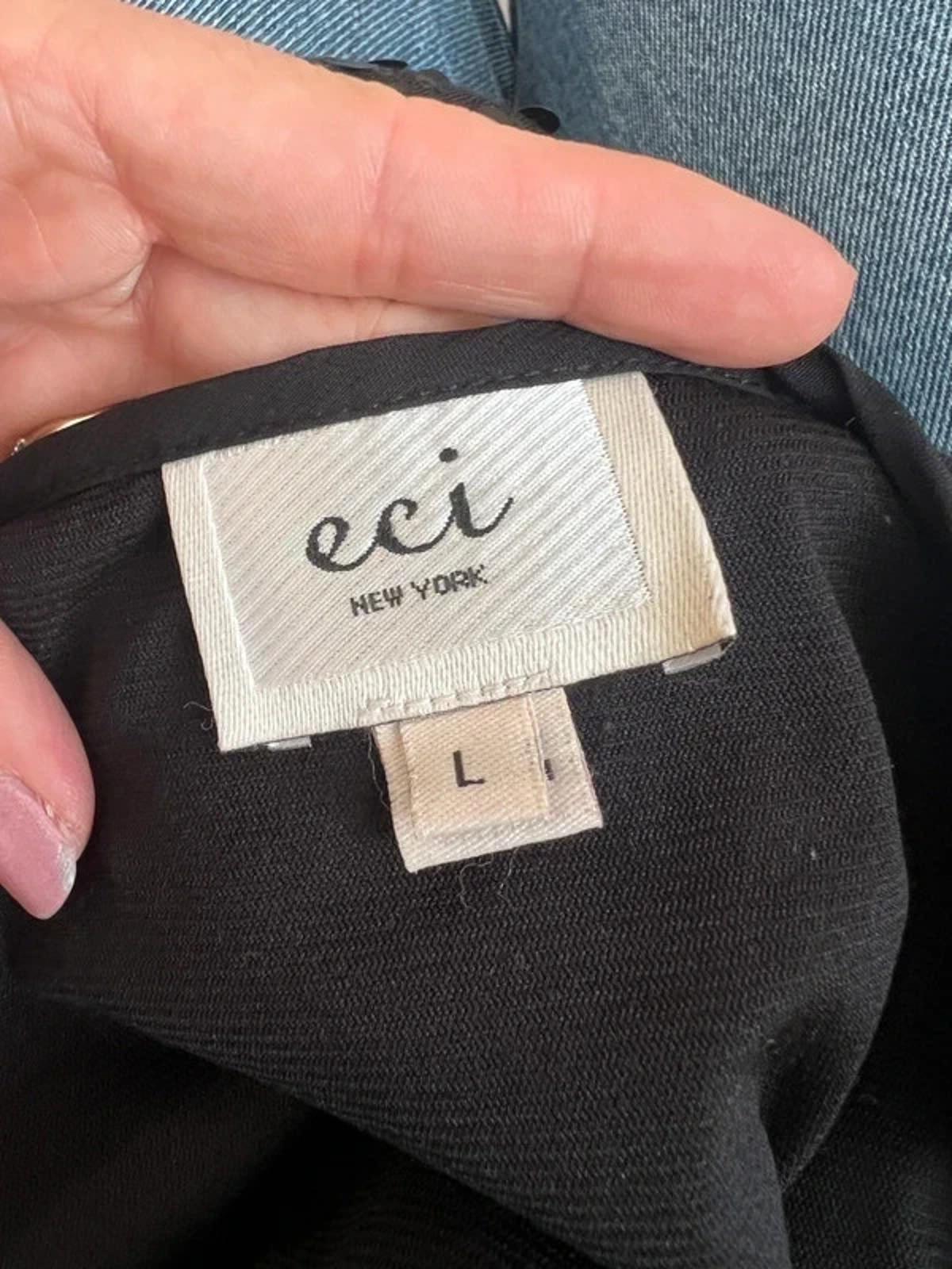 Eci New York Black Sequin Blouse Large