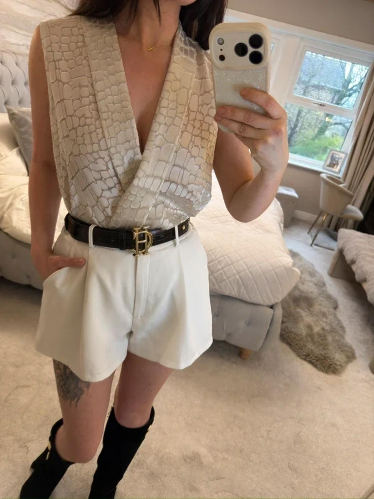 Paraphrase Cream Metallic Blouse 14