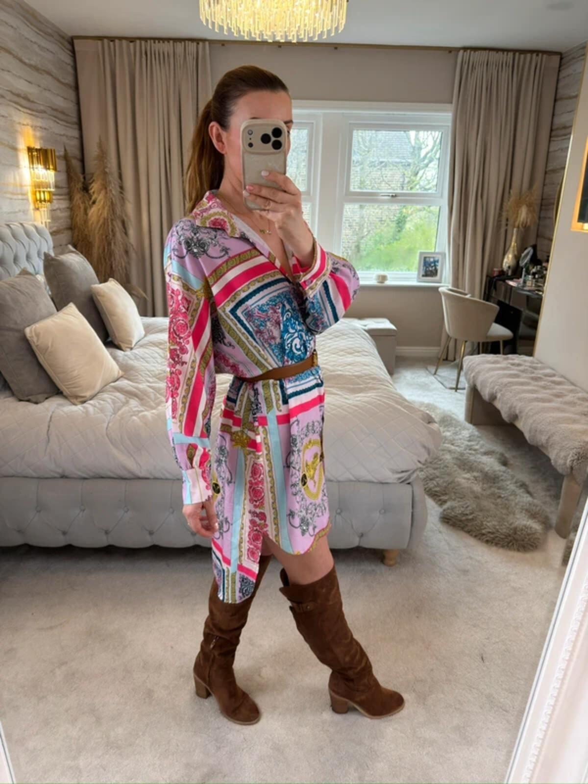 Oversized Multicoloured Longline Shirt Dress One Size