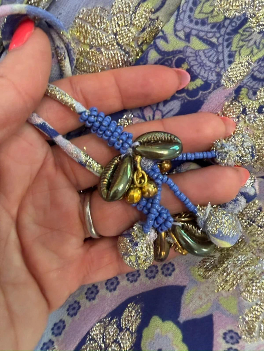 River Island Lilac & Gold Boho Tassel Maxi Dress 8