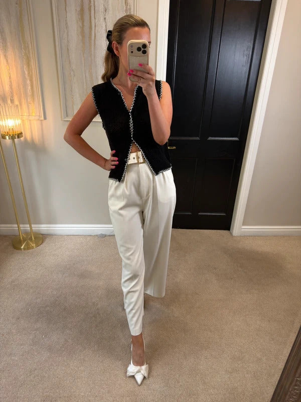 ASOS Black & White Crochet Waistcoat Small