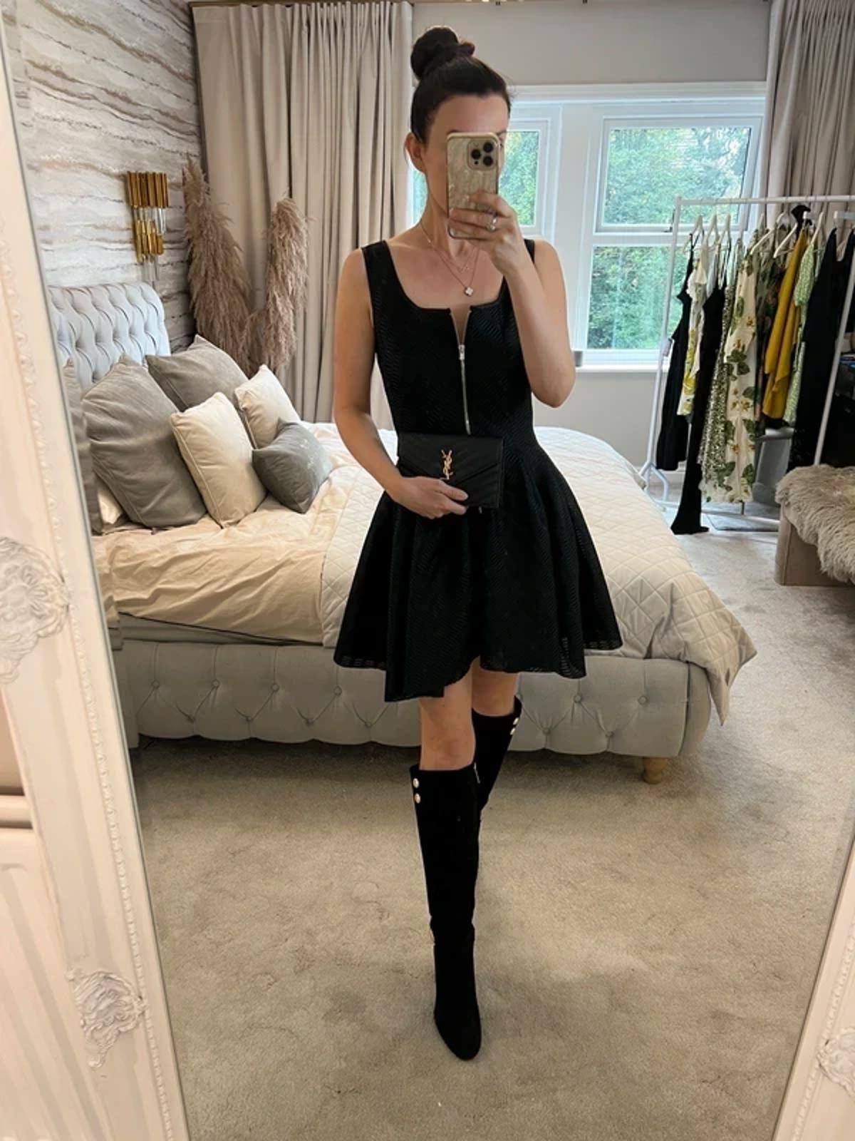 Maje Black Gulliver Mesh Fit and Flare Dress Size 2