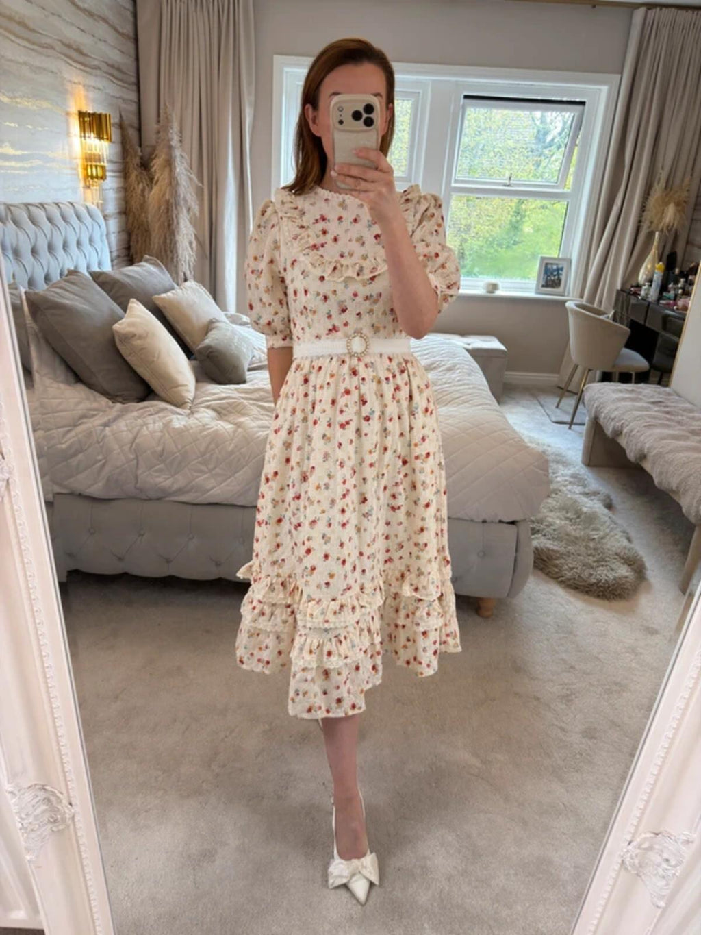 BNWT Anne Louise Boutique Floral Frill Midi Dress 8