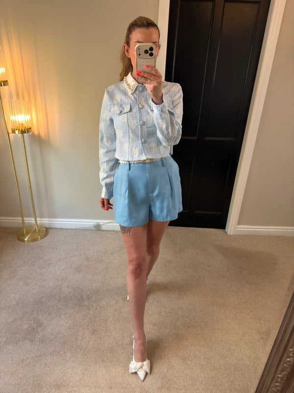 BNWT Reiss Blue Pleated Shorts 10