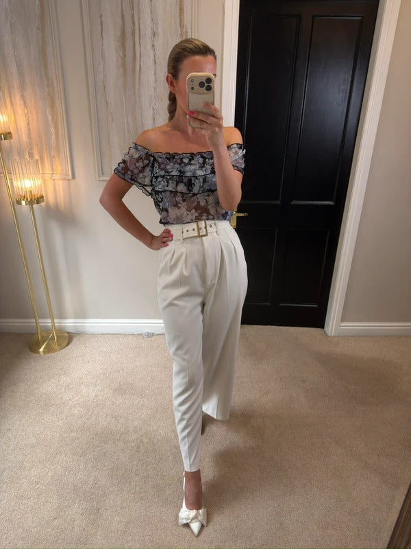 Y2K Sheer Floral Long Blouse Small