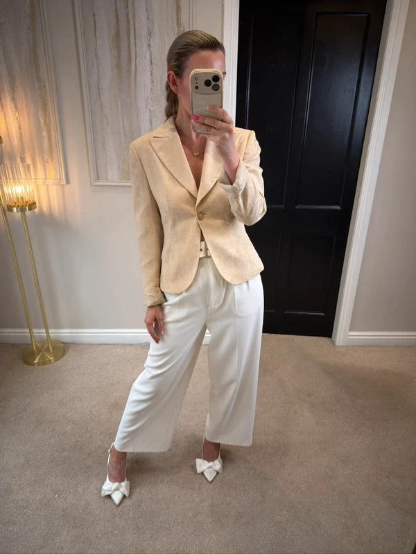 Vintage Mesut Cream Jacquard Blazer 12