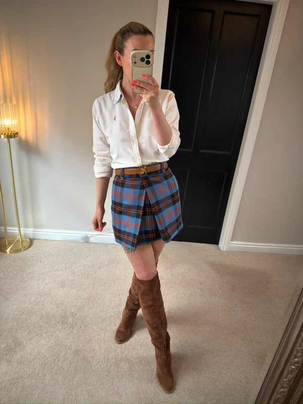 Alexander McQueen Paddington Check Pleated Prince Wales Mini Skirt Size Medium