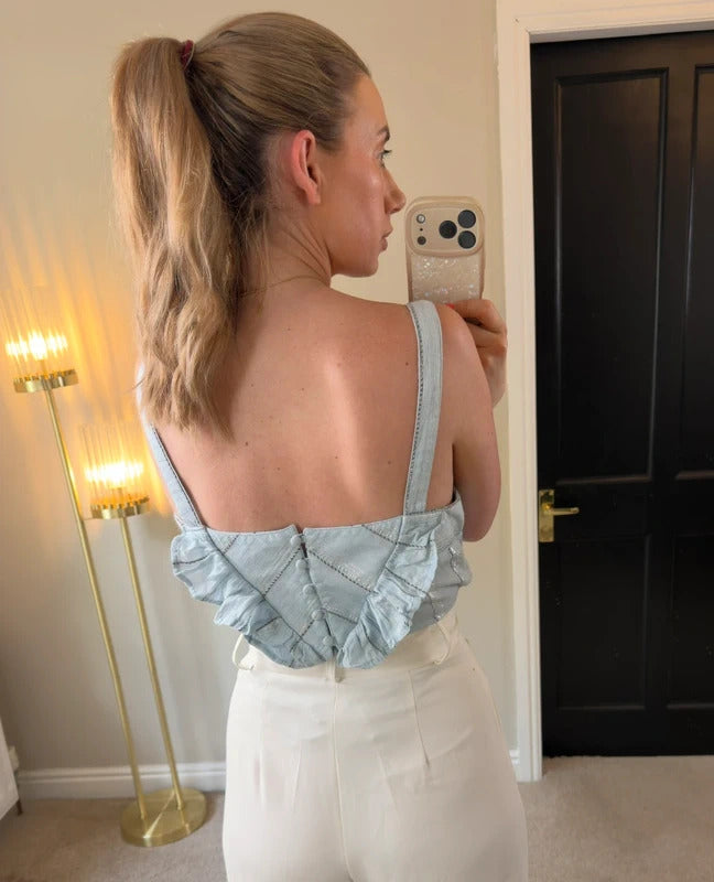 Next Blue & Silver Boho Frill Back Blouse 16