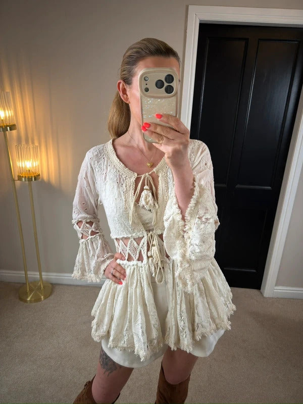 Gipsy Queen Cream Boho Cardigan One Size