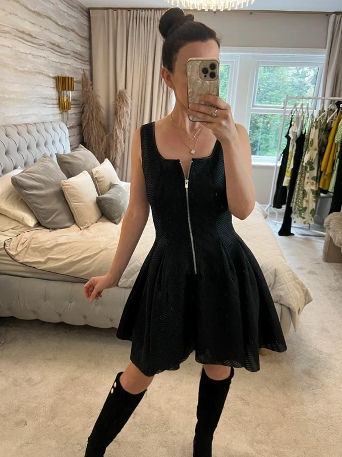 Maje Black Gulliver Mesh Fit and Flare Dress Size 2