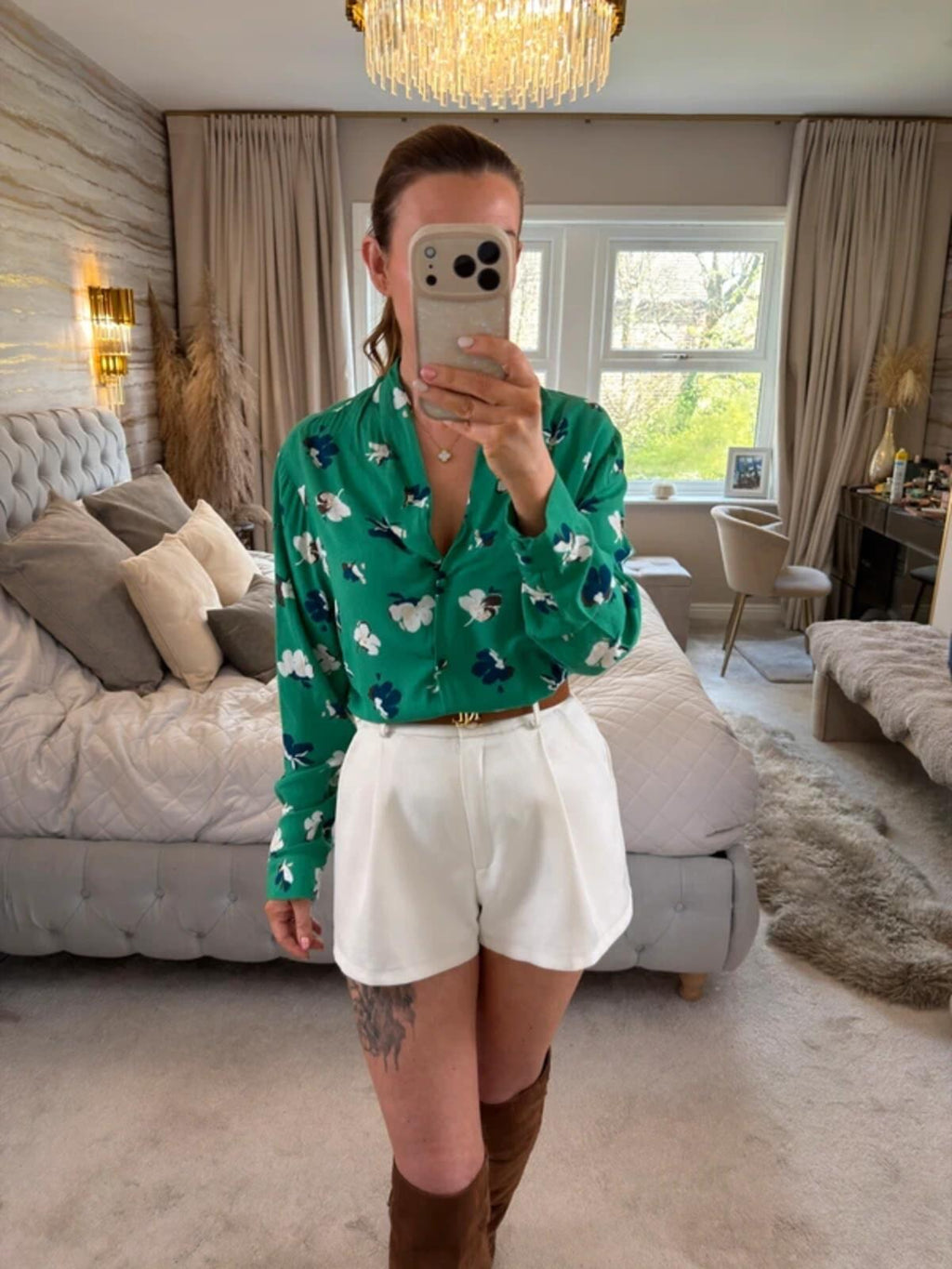 Monsoon Green Floral Blouse 16