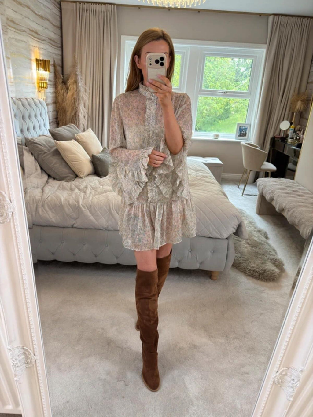River Island Multicoloured Sheer Boho Frill Dress 10