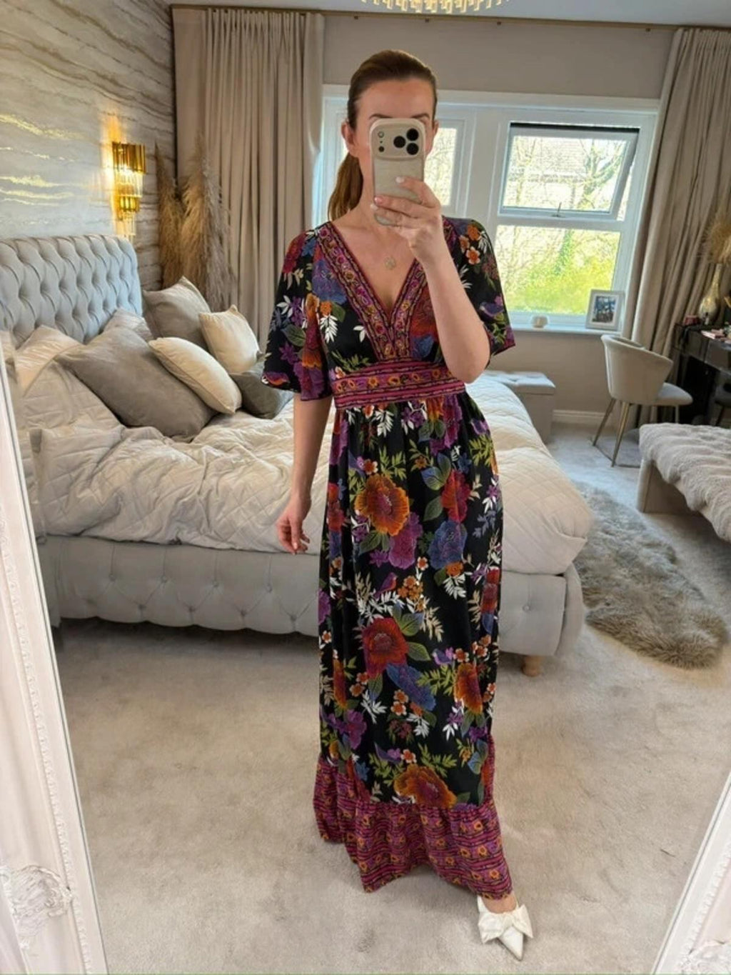 Papaya Multicoloured Embellished Maxi Dress 10