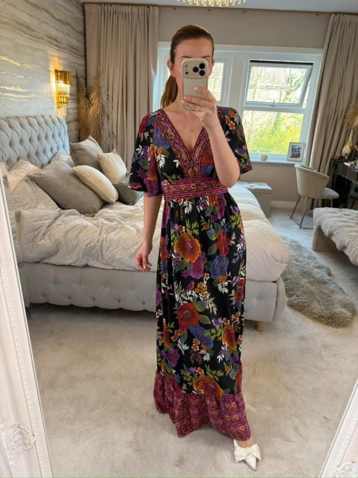 Papaya Multicoloured Embellished Maxi Dress 10