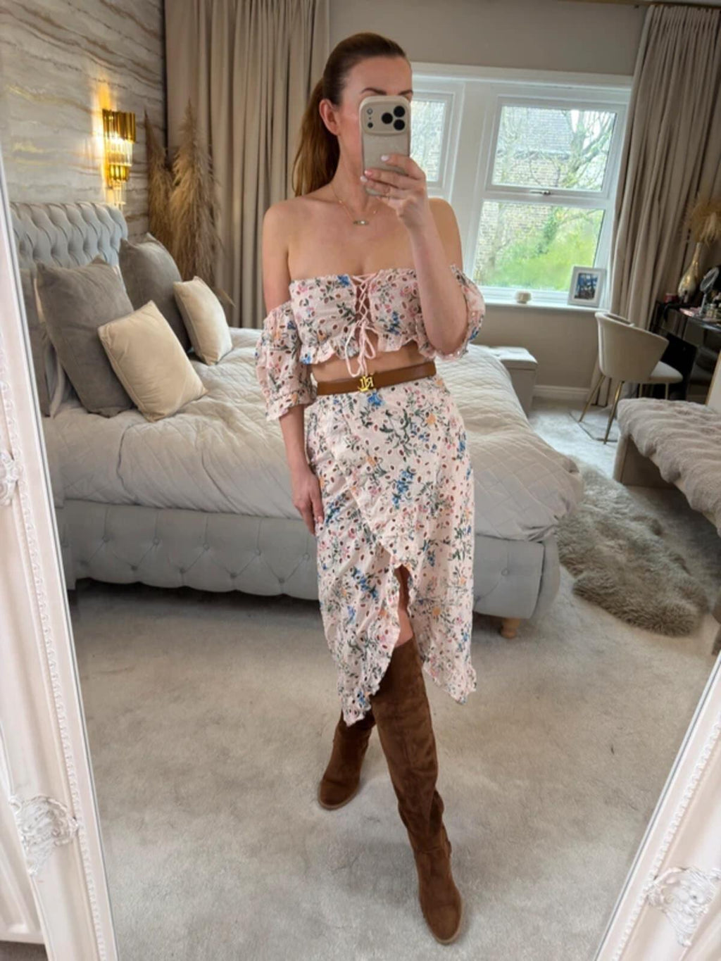 ASOS Pink Floral Broderie Anglaise Skirt Co Ord 8 BNWT