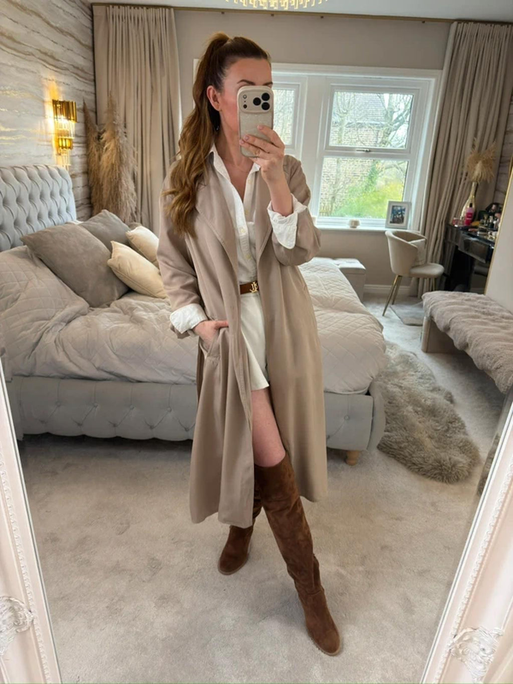Zara Beige Belted Trench Coat XS