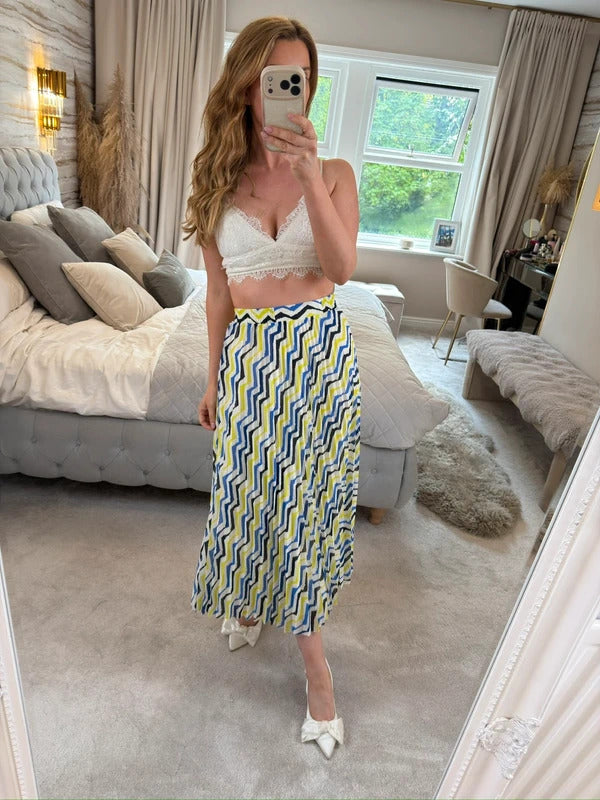 M&S Multicoloured Pleated Midi Skirt 8