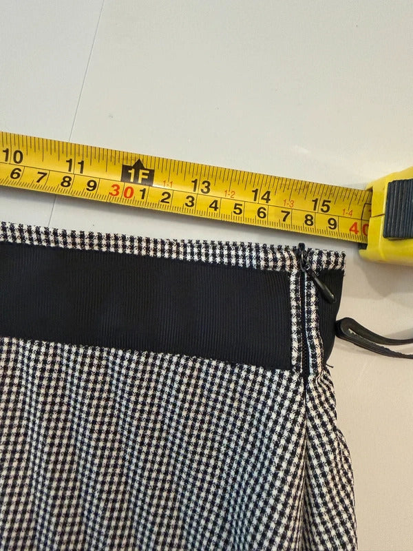 Mango Black & White Check Pleated Midi Skirt 12