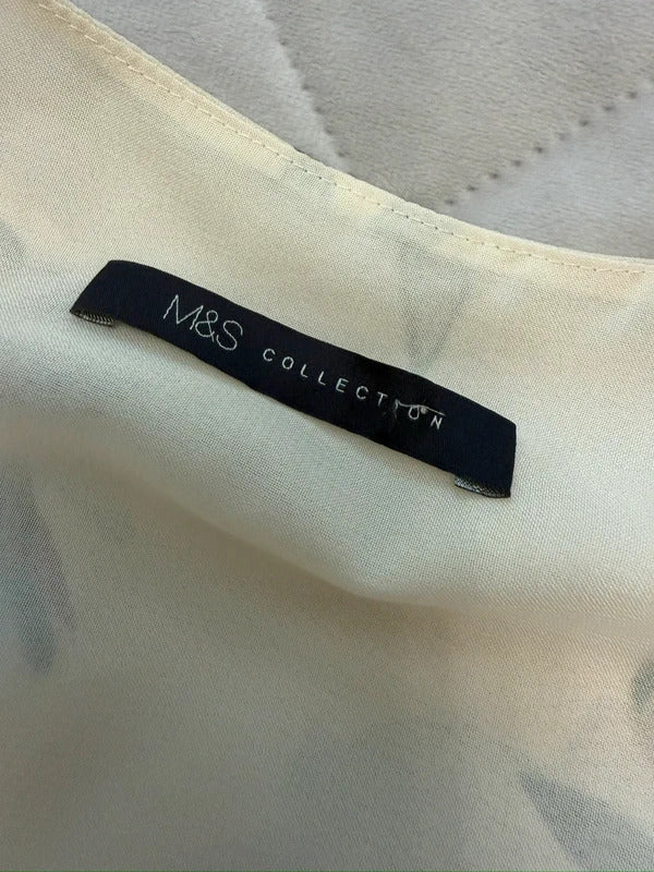 M&S White Floral & Bird Layered Midi Slip Dress 10