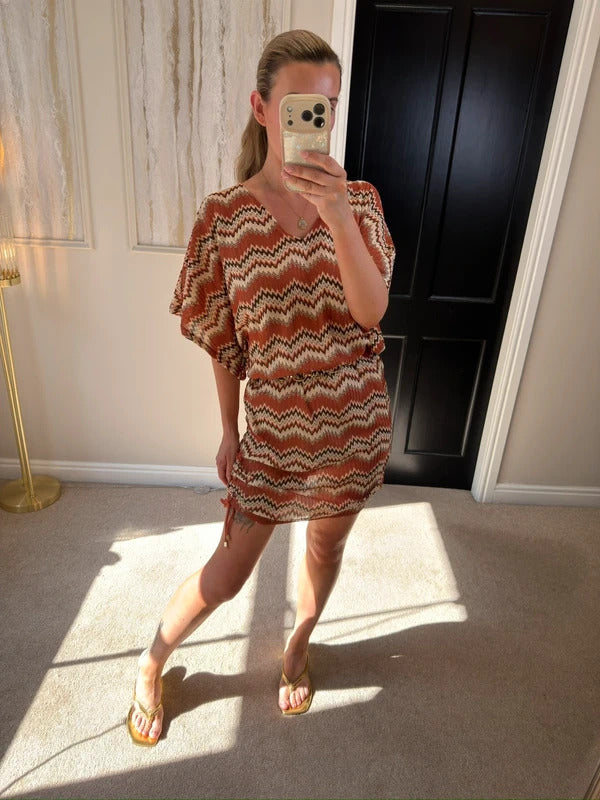 South Beach Copper Crochet ‘Poolside’ Ruched Cover Up 12