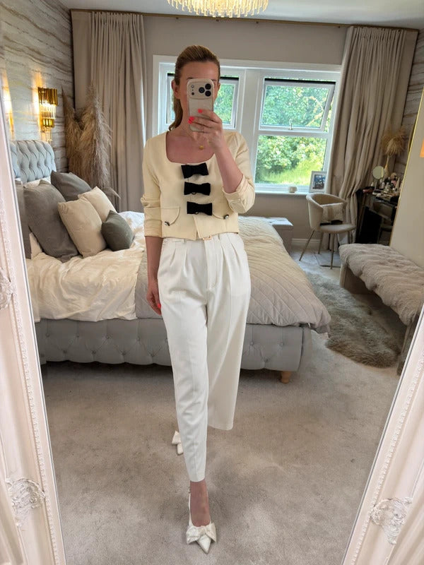 BNWT Sister Jane Cream & Black Bow Jacket Small