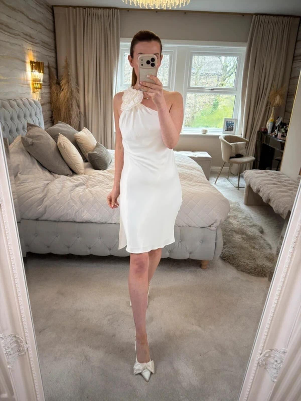 Zara Ivory 3D Floral Open Back Dress Medium