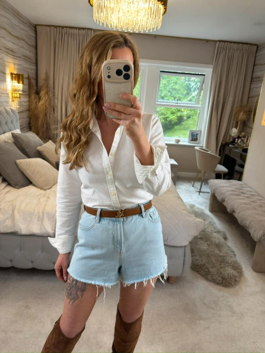 Mango Light Blue Raw Hem Denim Shorts 12