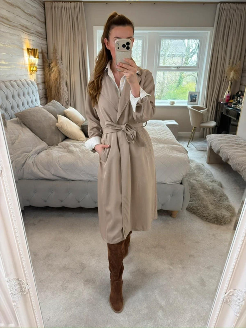 Zara Beige Belted Trench Coat XS
