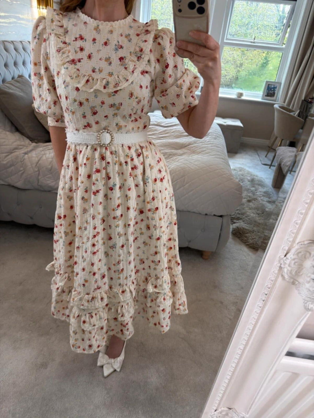 BNWT Anne Louise Boutique Floral Frill Midi Dress 8