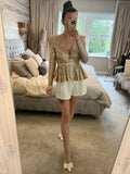 KU By Spendlove Gold Sequin Power Shoulder Jacket 6/8