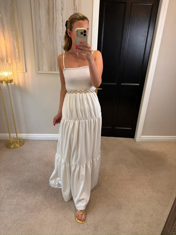 Nasty Gal White Open Back Maxi 10