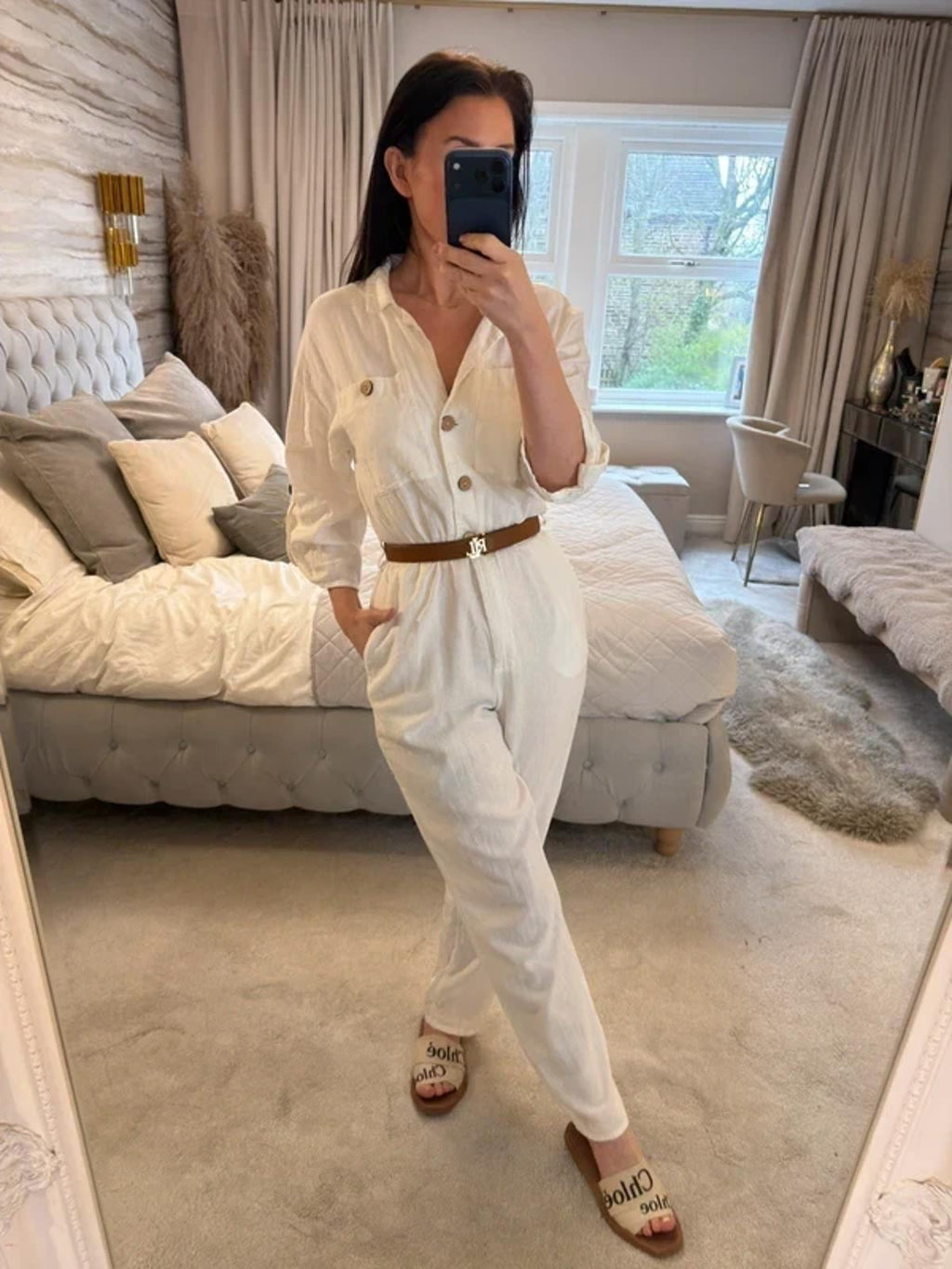 Zara White Linen Mix Jumpsuit XS