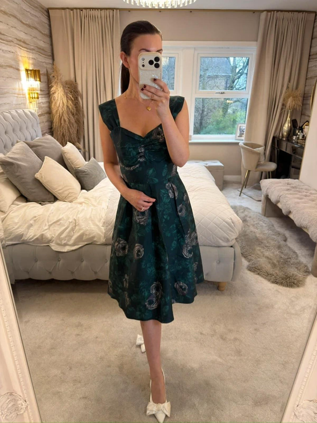 Ariella London Green Floral Midi Dress 12