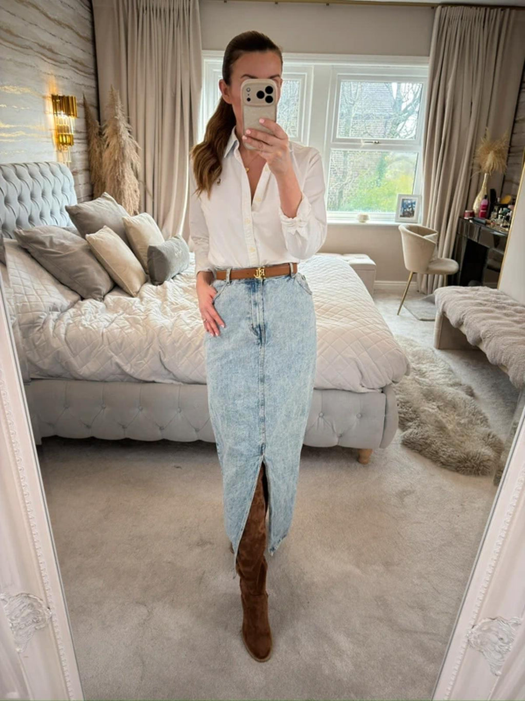 ASOS Light Denim Midaxi Skirt 18