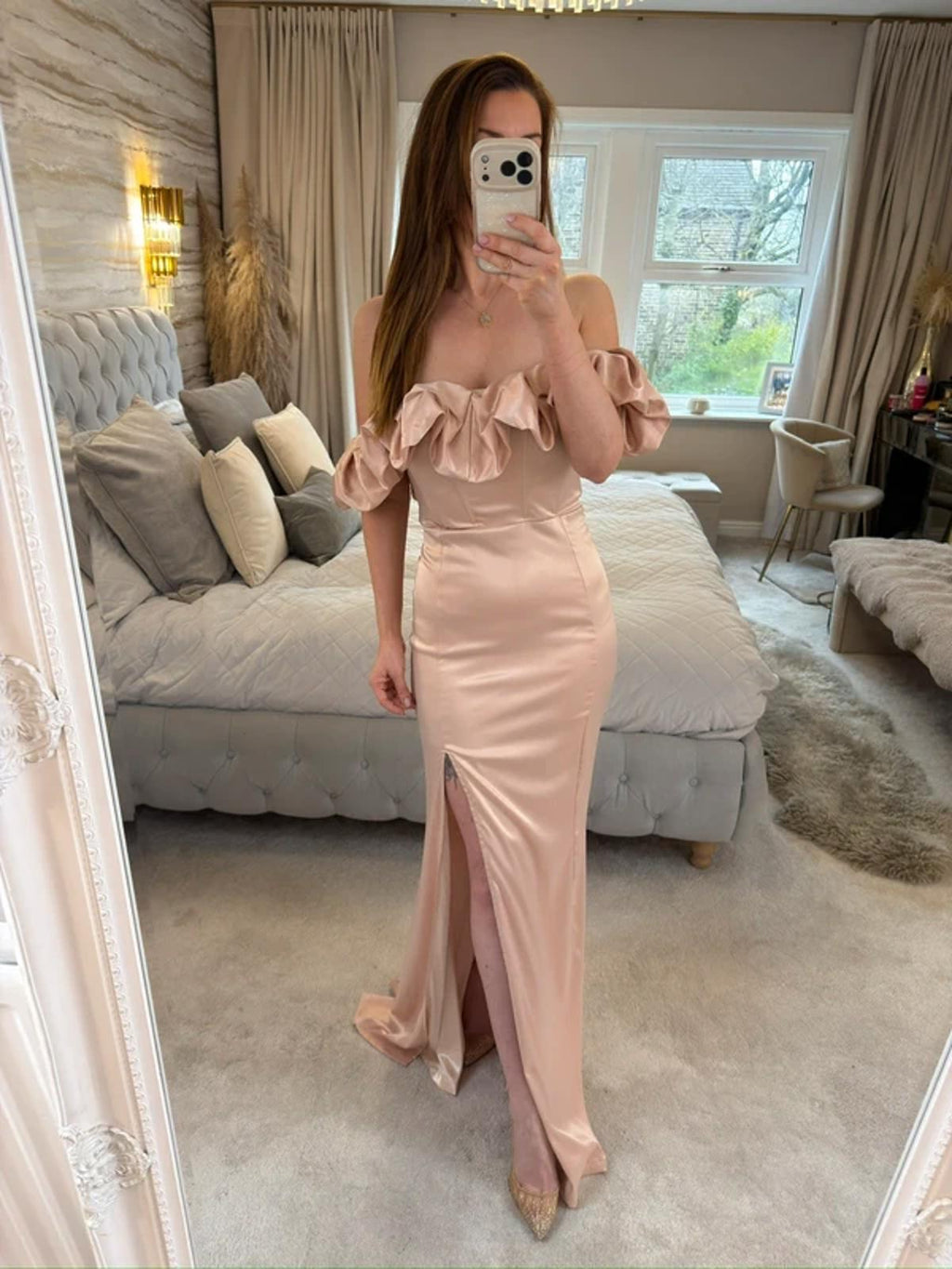Club L London Pink / Nude Long Dress 6